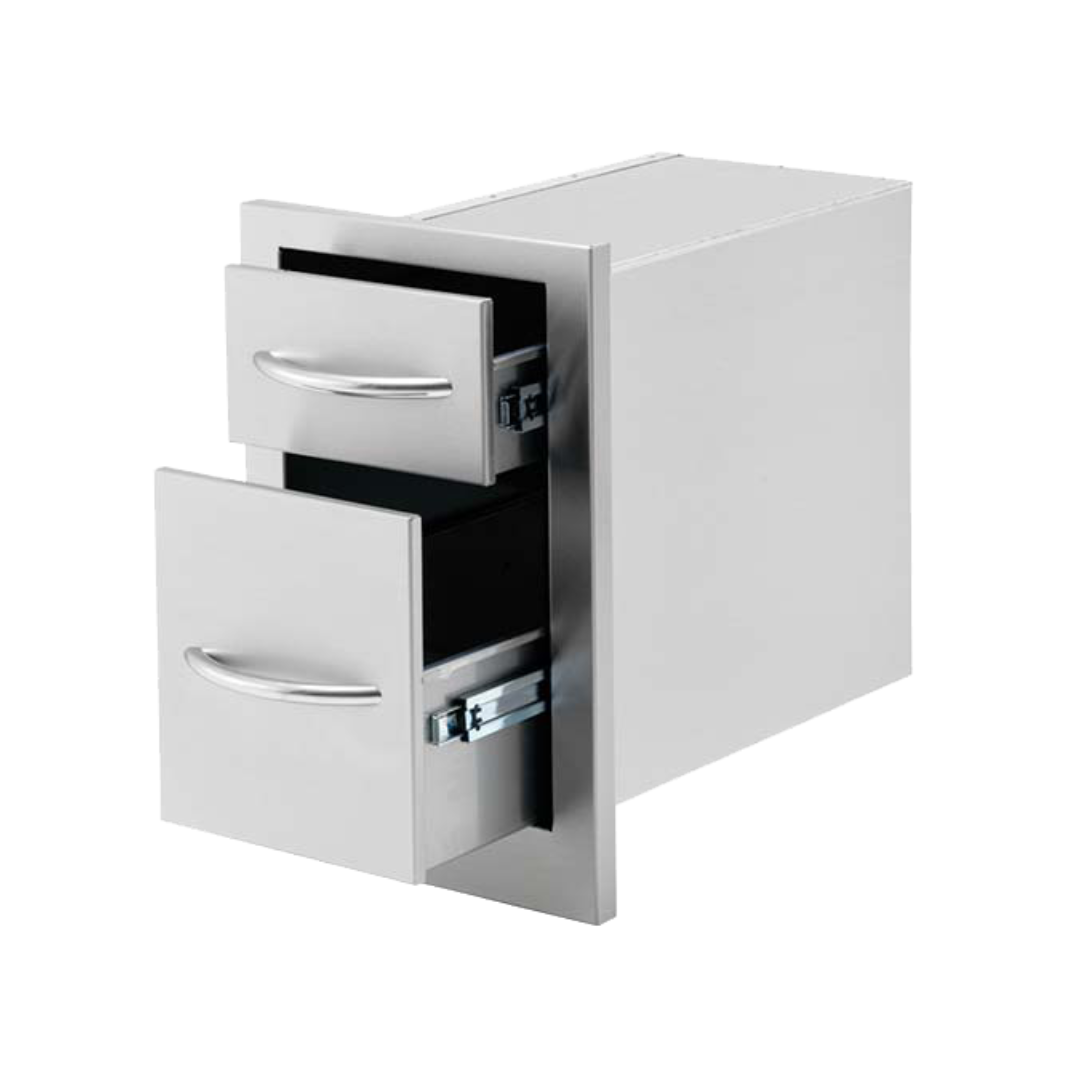 Cal Flame 13" 2-Drawer Storage Deep Drawer for Outdoor Grill Island