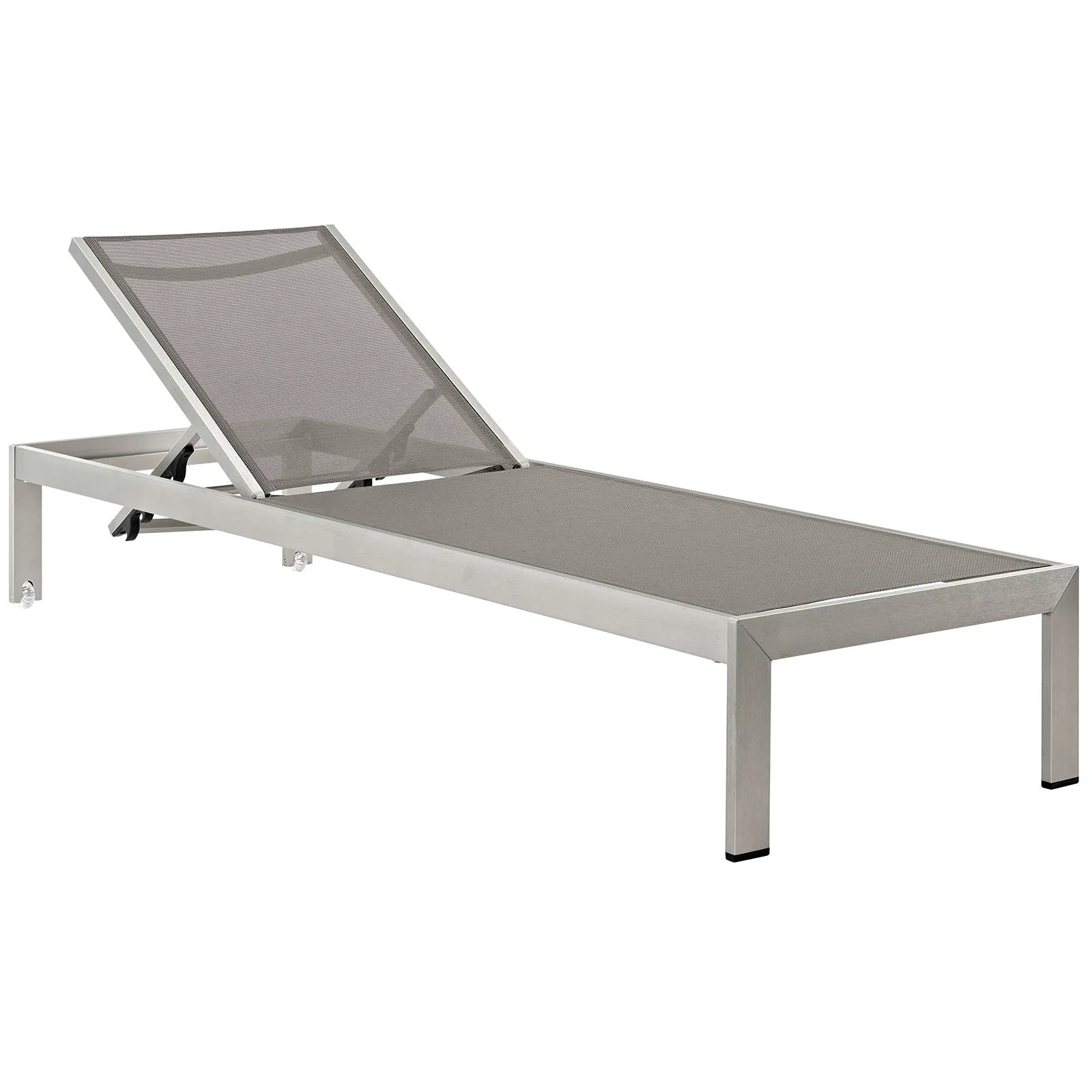 SHORE Outdoor Patio Aluminum Chaise Set of 6 in Silver