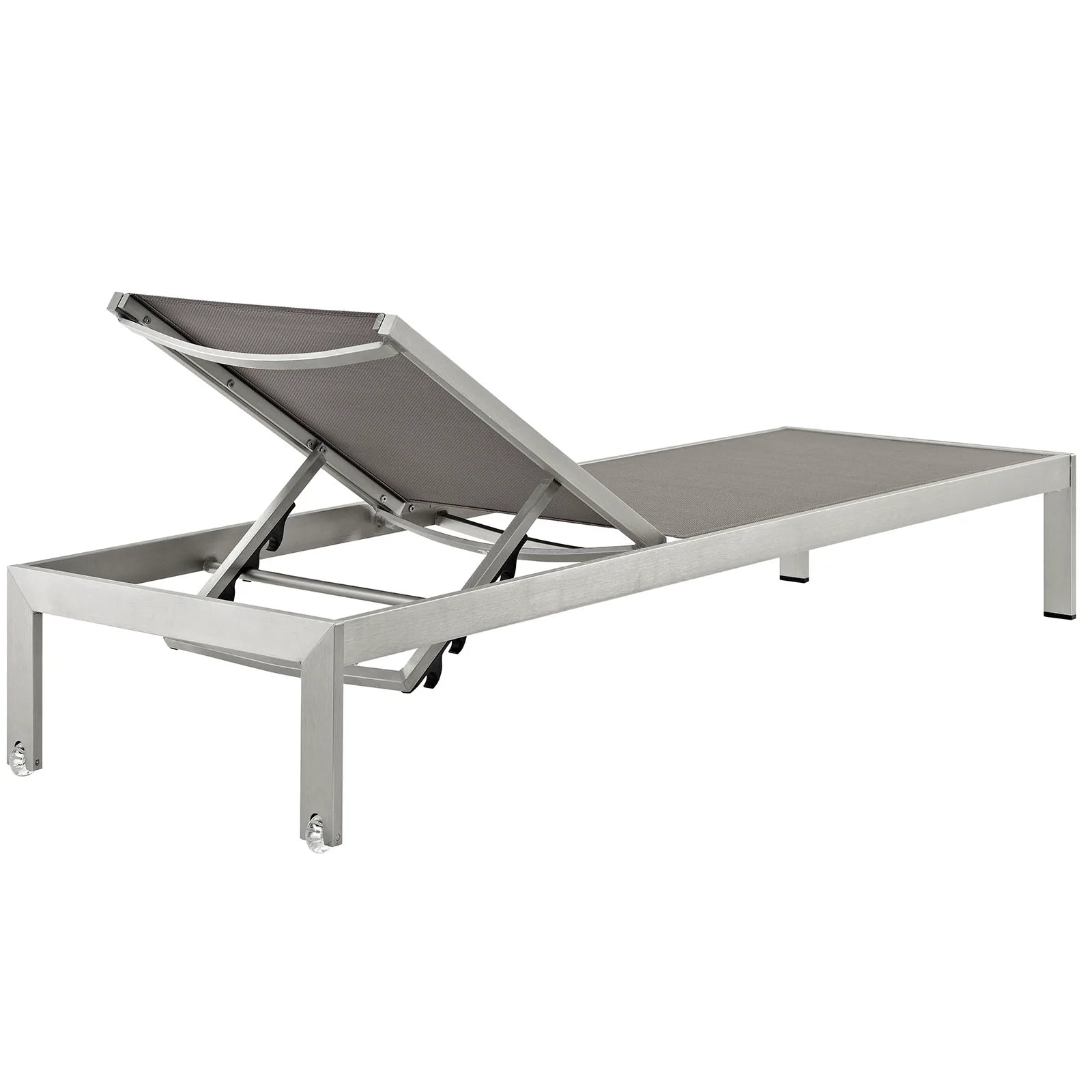 SHORE Outdoor Patio Aluminum Chaise Set of 6 in Silver