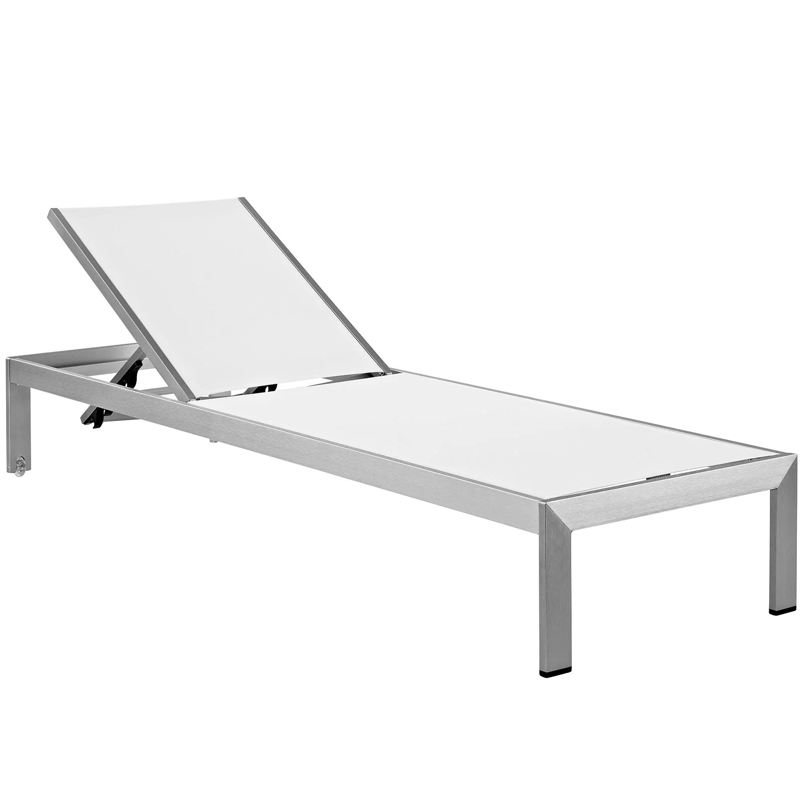 SHORE Outdoor Patio Aluminum Chaise Set of 6 in Silver